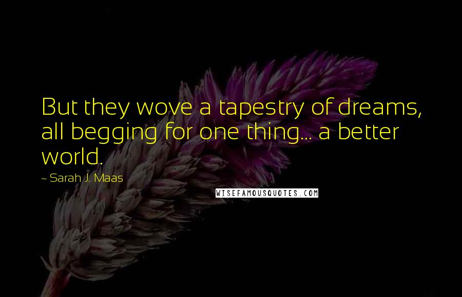 Sarah J. Maas Quotes: But they wove a tapestry of dreams, all begging for one thing... a better world.