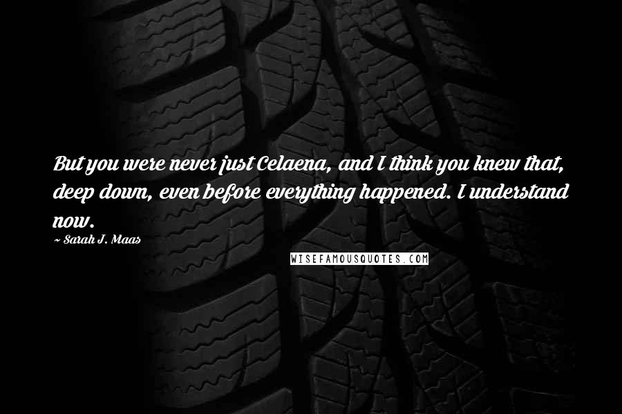 Sarah J. Maas Quotes: But you were never just Celaena, and I think you knew that, deep down, even before everything happened. I understand now.