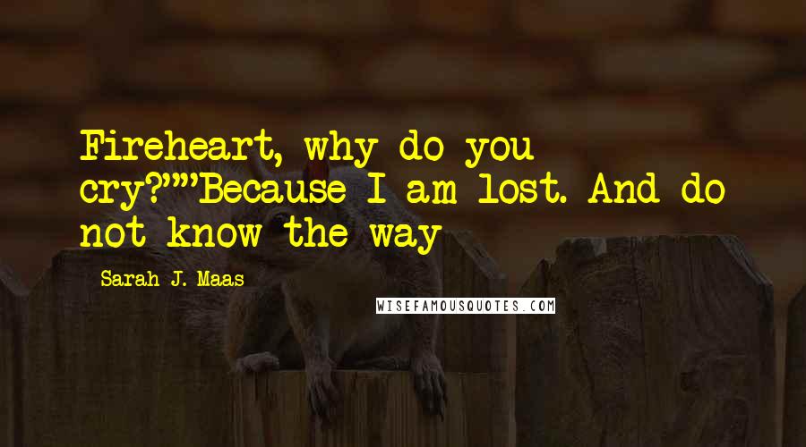 Sarah J. Maas Quotes: Fireheart, why do you cry?""Because I am lost. And do not know the way