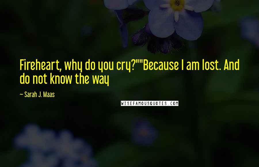 Sarah J. Maas Quotes: Fireheart, why do you cry?""Because I am lost. And do not know the way