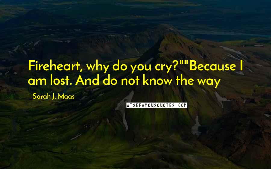 Sarah J. Maas Quotes: Fireheart, why do you cry?""Because I am lost. And do not know the way