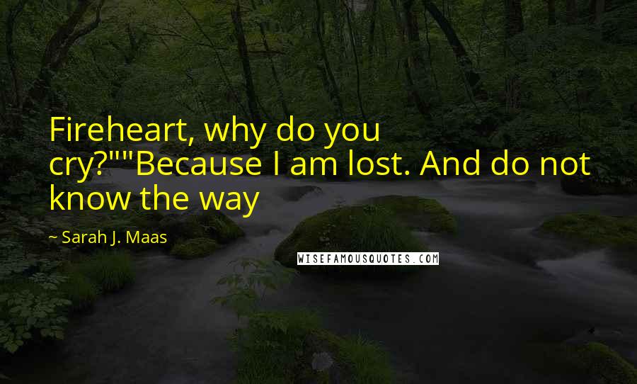 Sarah J. Maas Quotes: Fireheart, why do you cry?""Because I am lost. And do not know the way