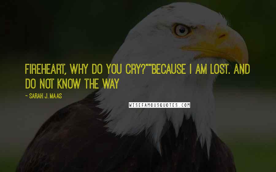 Sarah J. Maas Quotes: Fireheart, why do you cry?""Because I am lost. And do not know the way