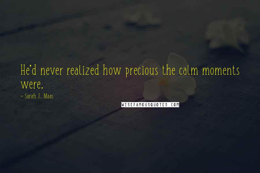 Sarah J. Maas Quotes: He'd never realized how precious the calm moments were.