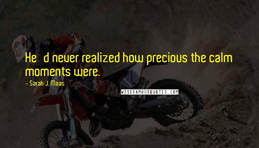 Sarah J. Maas Quotes: He'd never realized how precious the calm moments were.