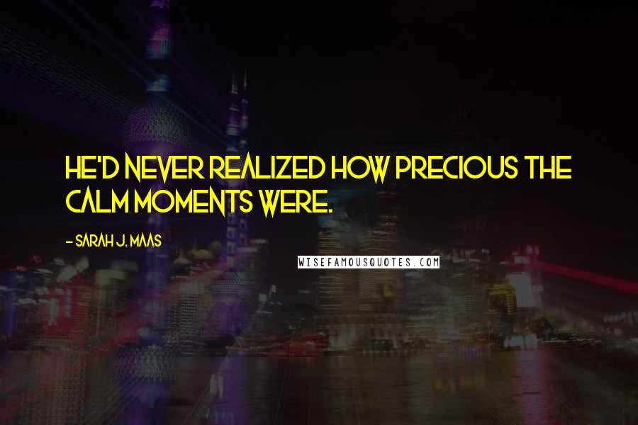 Sarah J. Maas Quotes: He'd never realized how precious the calm moments were.