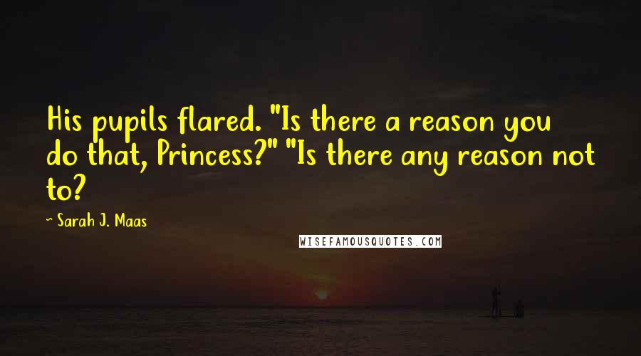 Sarah J. Maas Quotes: His pupils flared. "Is there a reason you do that, Princess?" "Is there any reason not to?