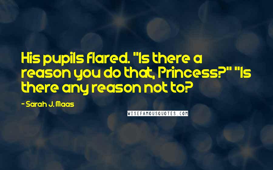 Sarah J. Maas Quotes: His pupils flared. "Is there a reason you do that, Princess?" "Is there any reason not to?