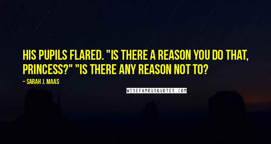 Sarah J. Maas Quotes: His pupils flared. "Is there a reason you do that, Princess?" "Is there any reason not to?