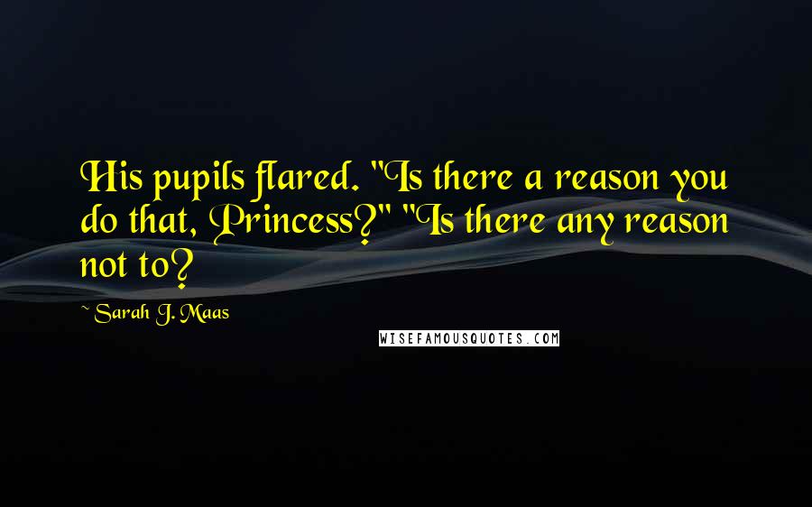 Sarah J. Maas Quotes: His pupils flared. "Is there a reason you do that, Princess?" "Is there any reason not to?