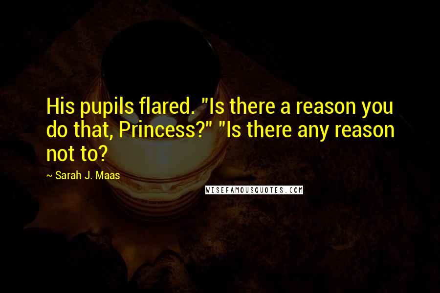 Sarah J. Maas Quotes: His pupils flared. "Is there a reason you do that, Princess?" "Is there any reason not to?