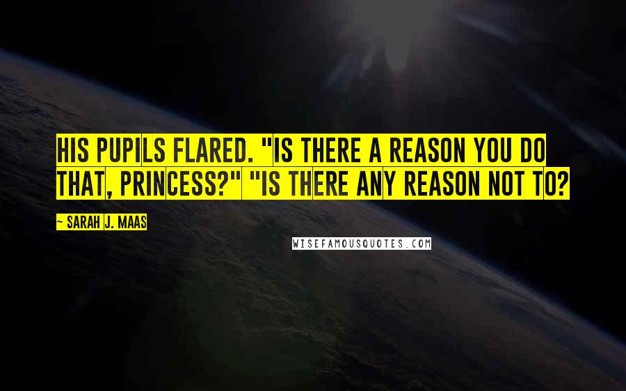 Sarah J. Maas Quotes: His pupils flared. "Is there a reason you do that, Princess?" "Is there any reason not to?