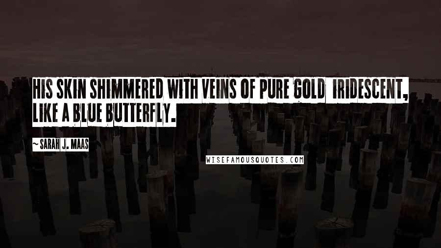 Sarah J. Maas Quotes: His skin shimmered with veins of pure gold iridescent, like a blue butterfly.