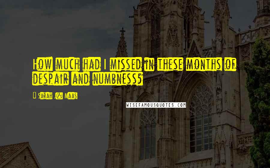 Sarah J. Maas Quotes: How much had I missed in these months of despair and numbness?