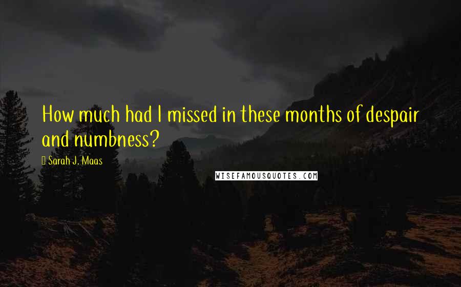 Sarah J. Maas Quotes: How much had I missed in these months of despair and numbness?