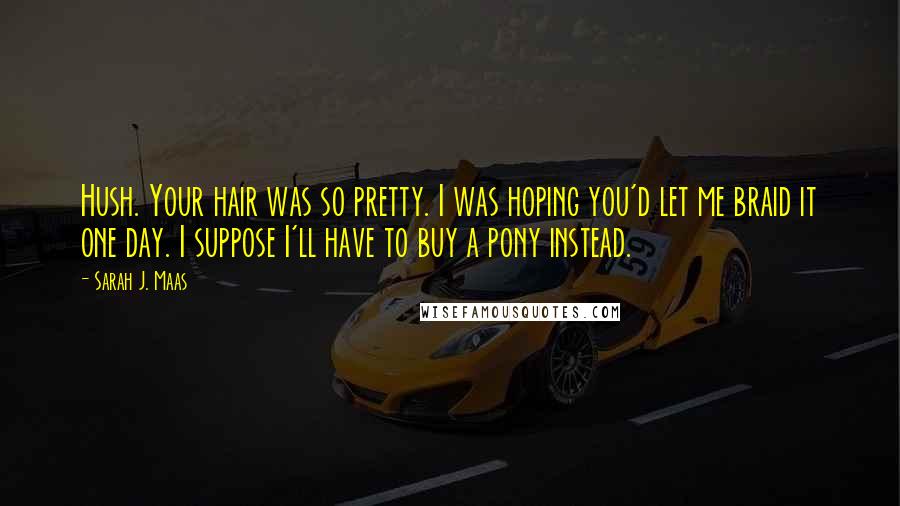 Sarah J. Maas Quotes: Hush. Your hair was so pretty. I was hoping you'd let me braid it one day. I suppose I'll have to buy a pony instead.