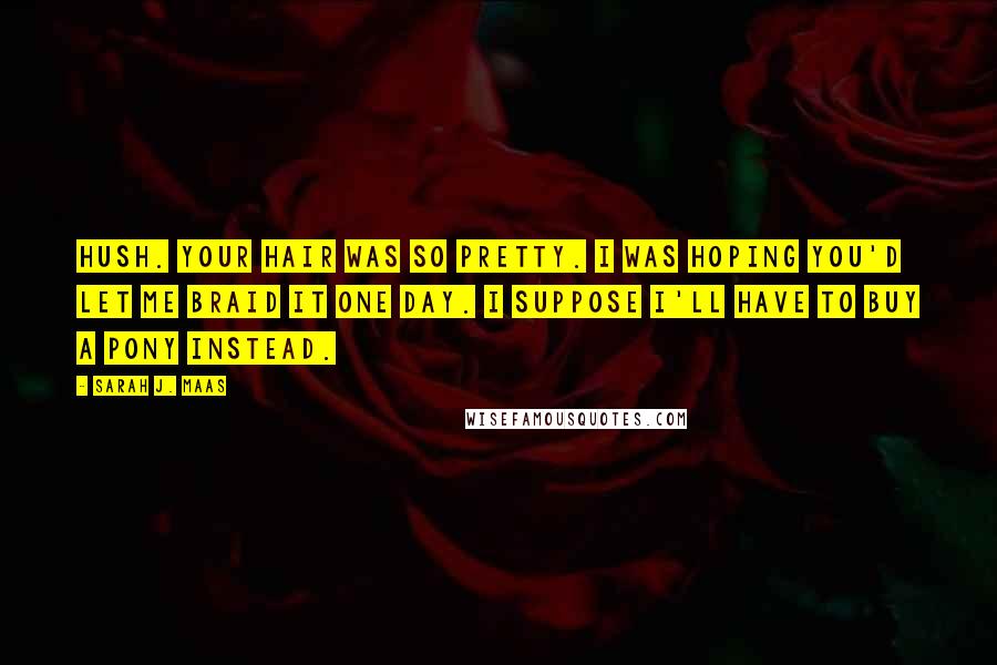 Sarah J. Maas Quotes: Hush. Your hair was so pretty. I was hoping you'd let me braid it one day. I suppose I'll have to buy a pony instead.