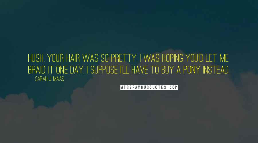 Sarah J. Maas Quotes: Hush. Your hair was so pretty. I was hoping you'd let me braid it one day. I suppose I'll have to buy a pony instead.