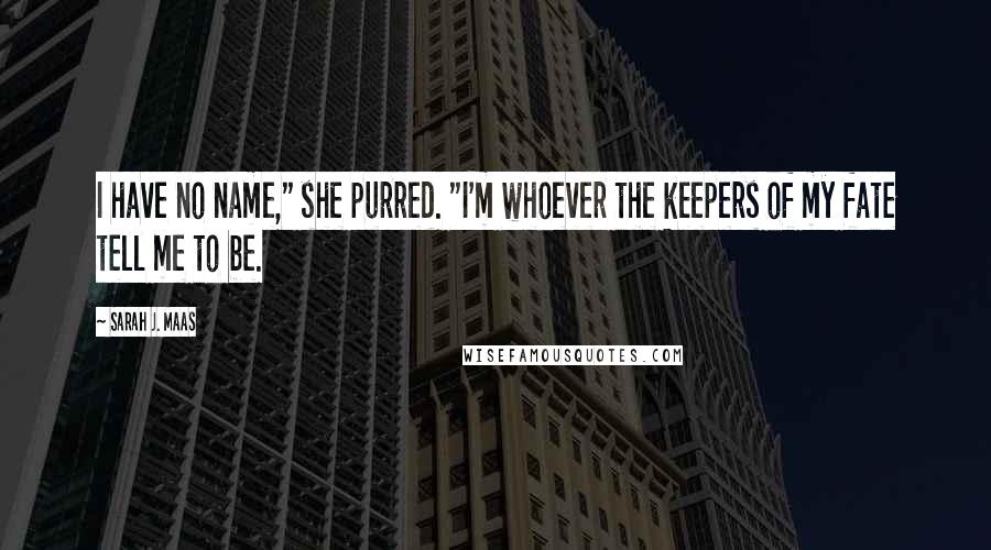 Sarah J. Maas Quotes: I have no name," she purred. "I'm whoever the keepers of my fate tell me to be.