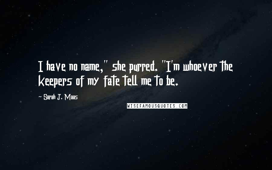 Sarah J. Maas Quotes: I have no name," she purred. "I'm whoever the keepers of my fate tell me to be.