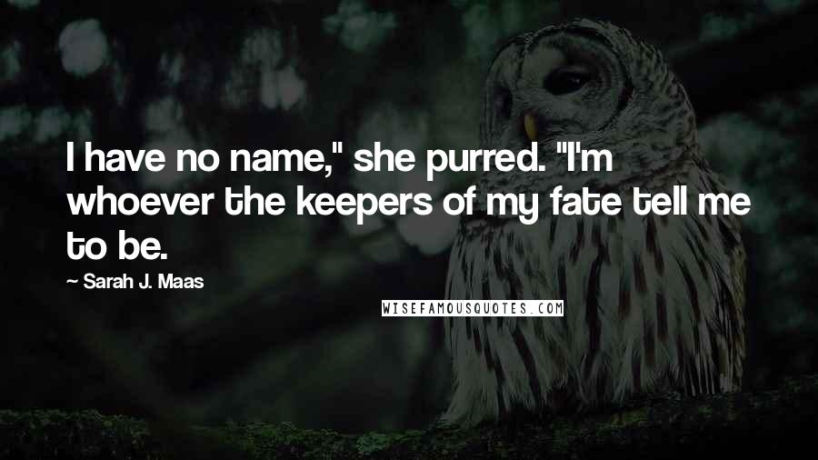 Sarah J. Maas Quotes: I have no name," she purred. "I'm whoever the keepers of my fate tell me to be.