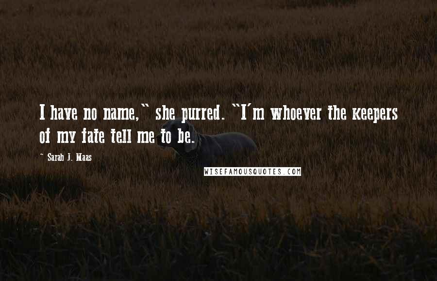 Sarah J. Maas Quotes: I have no name," she purred. "I'm whoever the keepers of my fate tell me to be.