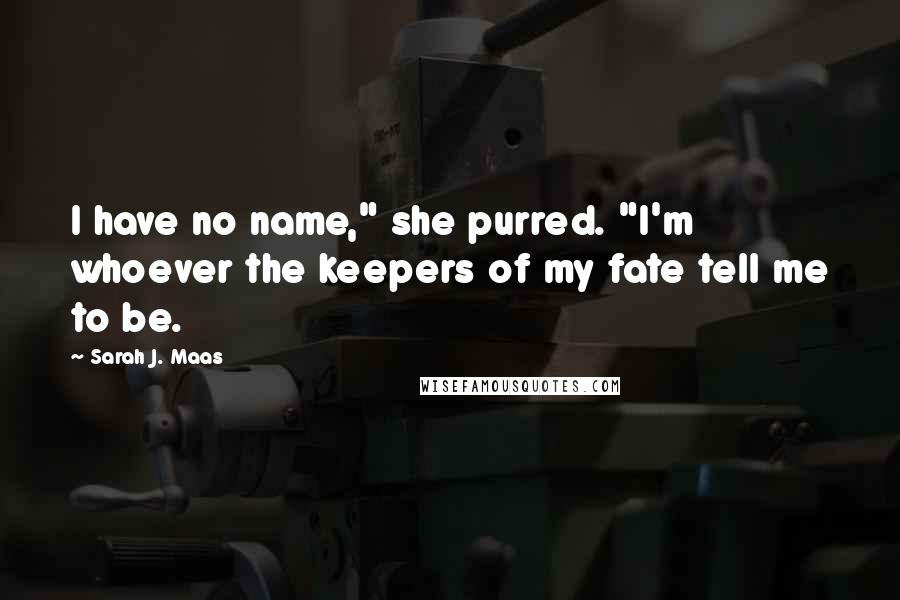 Sarah J. Maas Quotes: I have no name," she purred. "I'm whoever the keepers of my fate tell me to be.