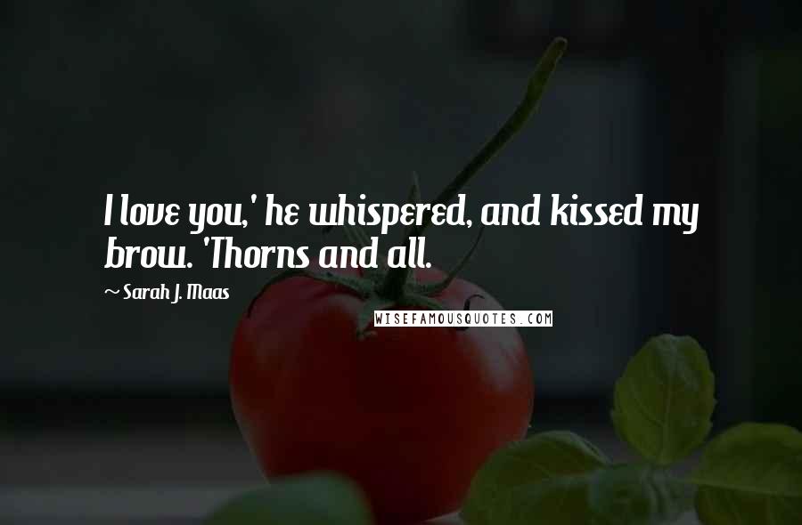 Sarah J. Maas Quotes: I love you,' he whispered, and kissed my brow. 'Thorns and all.