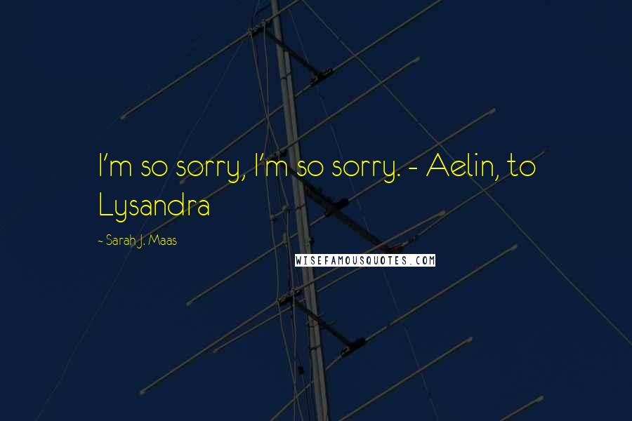 Sarah J. Maas Quotes: I'm so sorry, I'm so sorry. - Aelin, to Lysandra