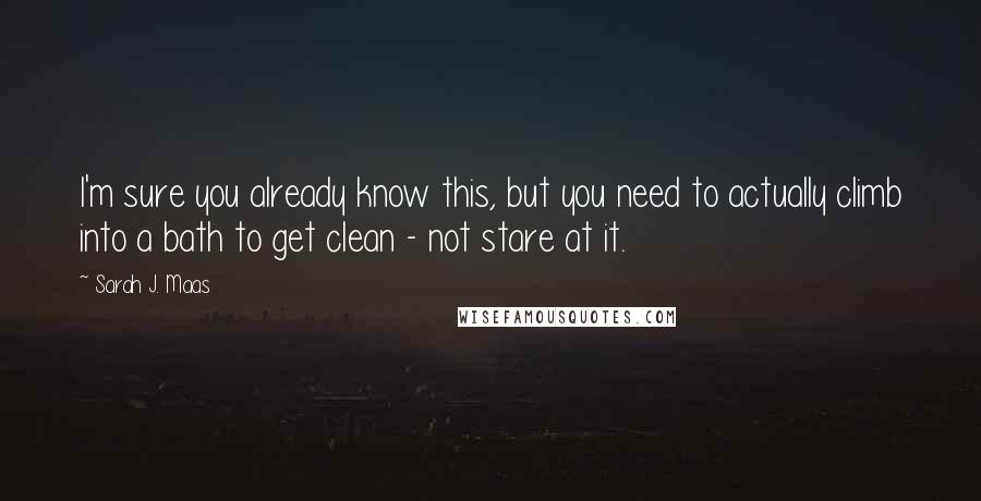 Sarah J. Maas Quotes: I'm sure you already know this, but you need to actually climb into a bath to get clean - not stare at it.