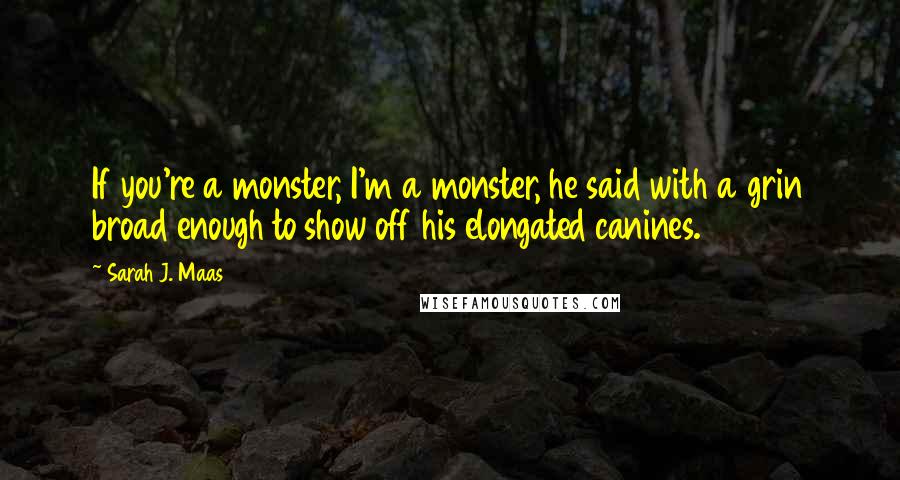 Sarah J. Maas Quotes: If you're a monster, I'm a monster, he said with a grin broad enough to show off his elongated canines.