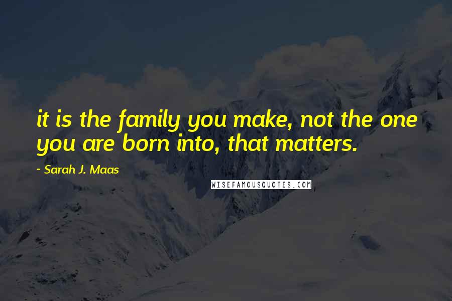 Sarah J. Maas Quotes: it is the family you make, not the one you are born into, that matters.