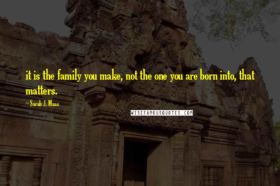 Sarah J. Maas Quotes: it is the family you make, not the one you are born into, that matters.