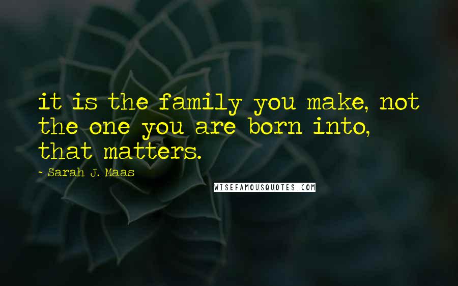 Sarah J. Maas Quotes: it is the family you make, not the one you are born into, that matters.