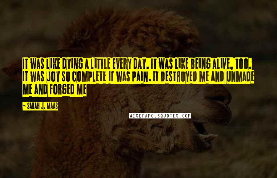 Sarah J. Maas Quotes: It was like dying a little every day. It was like being alive, too. It was joy so complete it was pain. It destroyed me and unmade me and forged me