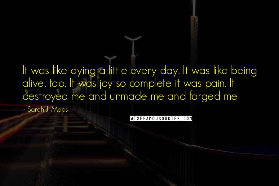 Sarah J. Maas Quotes: It was like dying a little every day. It was like being alive, too. It was joy so complete it was pain. It destroyed me and unmade me and forged me