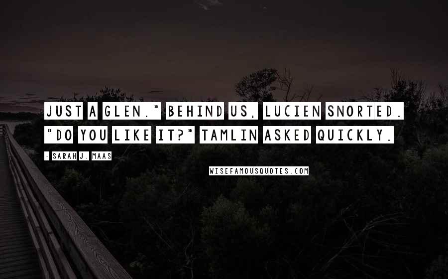 Sarah J. Maas Quotes: Just a glen." Behind us, Lucien snorted. "Do you like it?" Tamlin asked quickly.