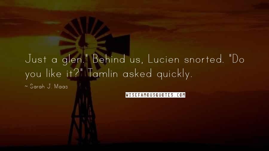 Sarah J. Maas Quotes: Just a glen." Behind us, Lucien snorted. "Do you like it?" Tamlin asked quickly.