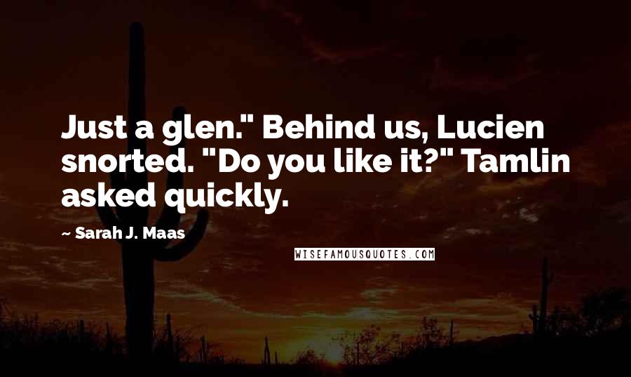 Sarah J. Maas Quotes: Just a glen." Behind us, Lucien snorted. "Do you like it?" Tamlin asked quickly.
