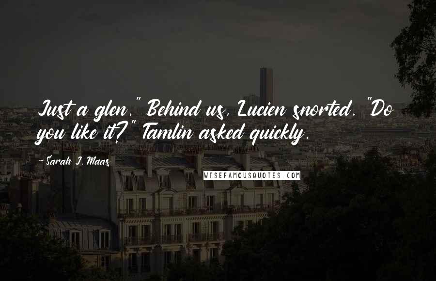 Sarah J. Maas Quotes: Just a glen." Behind us, Lucien snorted. "Do you like it?" Tamlin asked quickly.