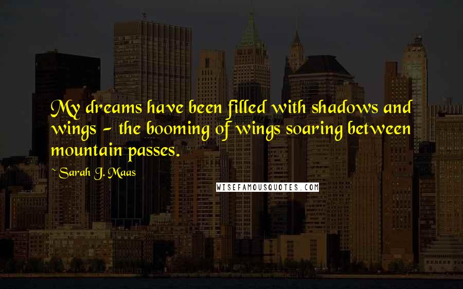 Sarah J. Maas Quotes: My dreams have been filled with shadows and wings - the booming of wings soaring between mountain passes.