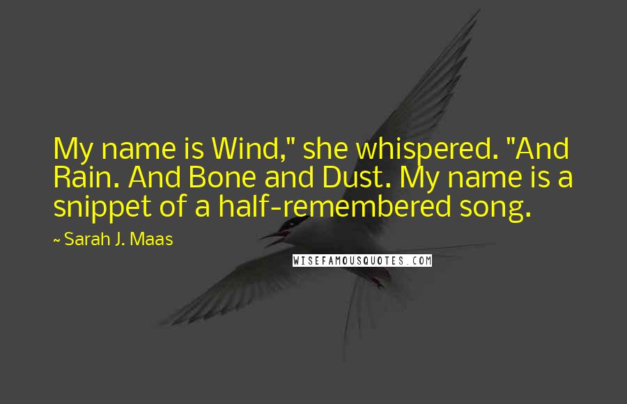Sarah J. Maas Quotes: My name is Wind," she whispered. "And Rain. And Bone and Dust. My name is a snippet of a half-remembered song.