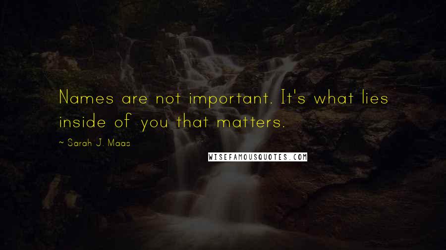 Sarah J. Maas Quotes: Names are not important. It's what lies inside of you that matters.