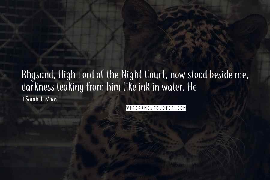 Sarah J. Maas Quotes: Rhysand, High Lord of the Night Court, now stood beside me, darkness leaking from him like ink in water. He
