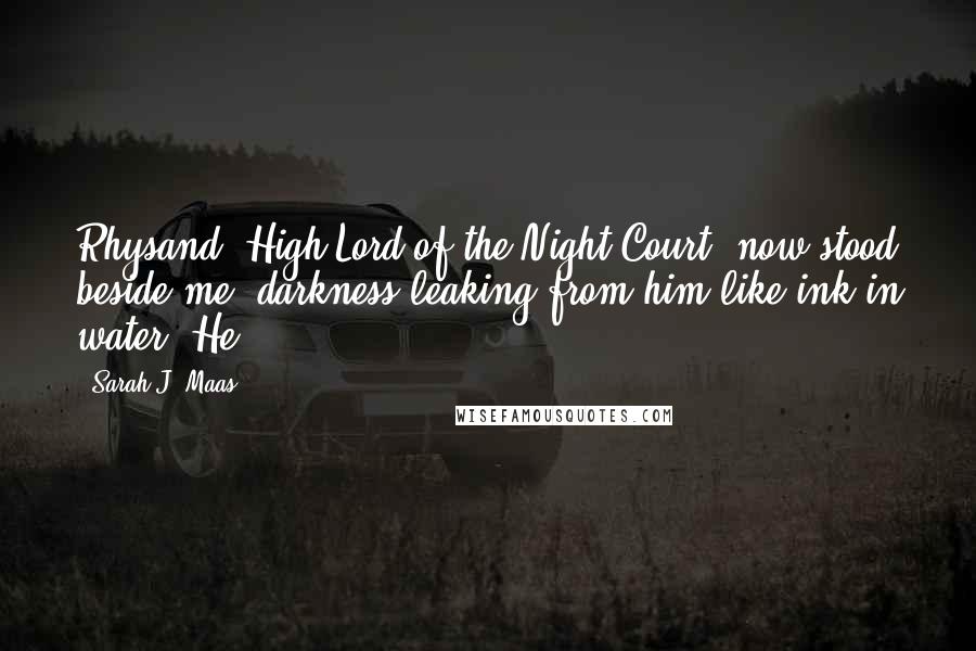 Sarah J. Maas Quotes: Rhysand, High Lord of the Night Court, now stood beside me, darkness leaking from him like ink in water. He