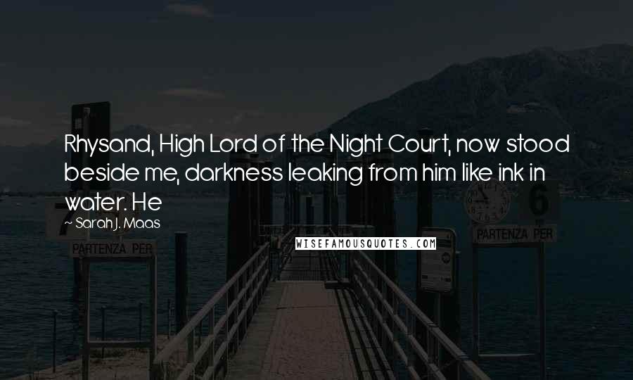 Sarah J. Maas Quotes: Rhysand, High Lord of the Night Court, now stood beside me, darkness leaking from him like ink in water. He