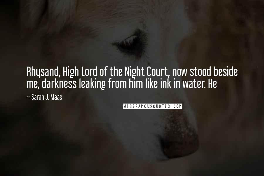 Sarah J. Maas Quotes: Rhysand, High Lord of the Night Court, now stood beside me, darkness leaking from him like ink in water. He