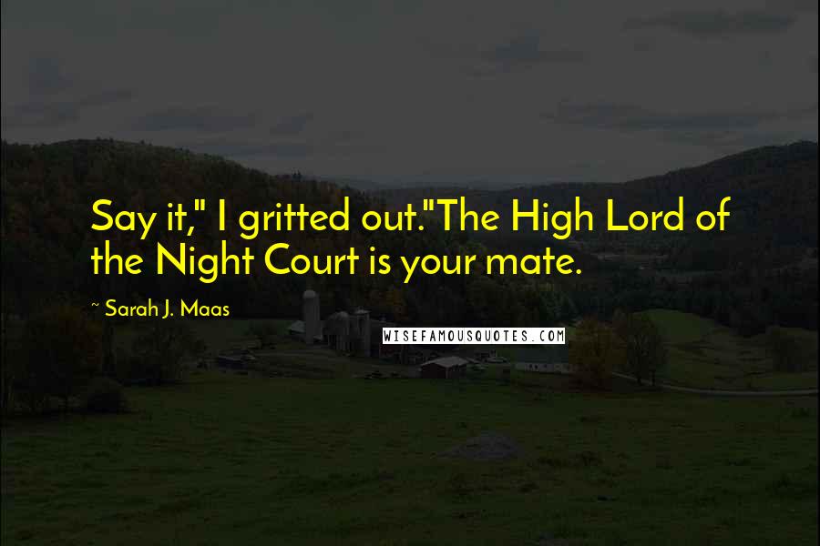 Sarah J. Maas Quotes: Say it," I gritted out."The High Lord of the Night Court is your mate.