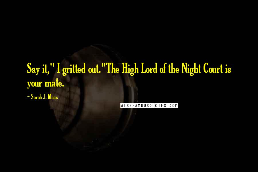 Sarah J. Maas Quotes: Say it," I gritted out."The High Lord of the Night Court is your mate.