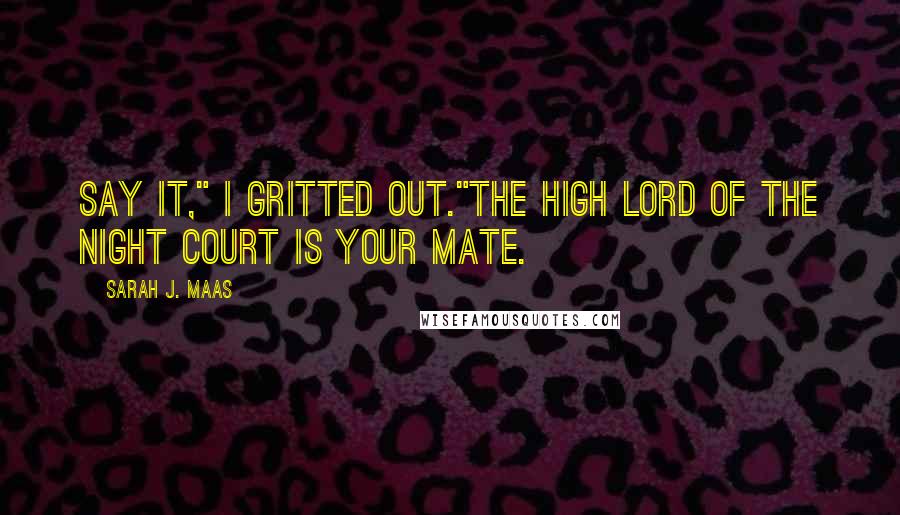 Sarah J. Maas Quotes: Say it," I gritted out."The High Lord of the Night Court is your mate.